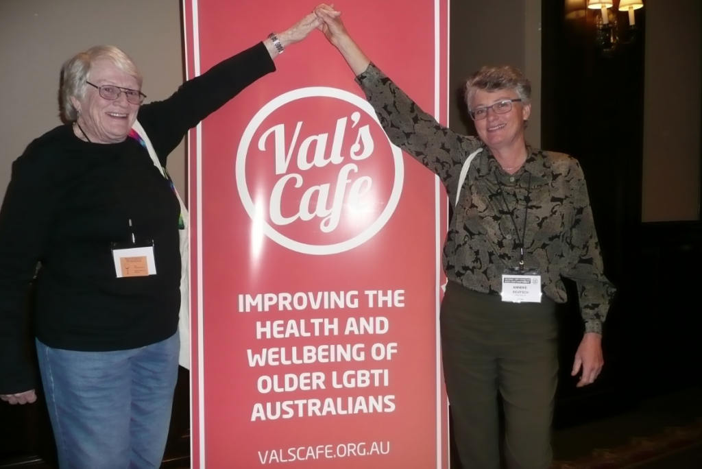 Jill Bolen (left) with Anneke Deutsch at the National LGBTI Aged Care and Ageing Conference in October.