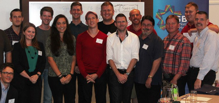 A MindOUT! training workshop in 2013 that was done with the Hunter Institute and run by Barry Taylor (far right).