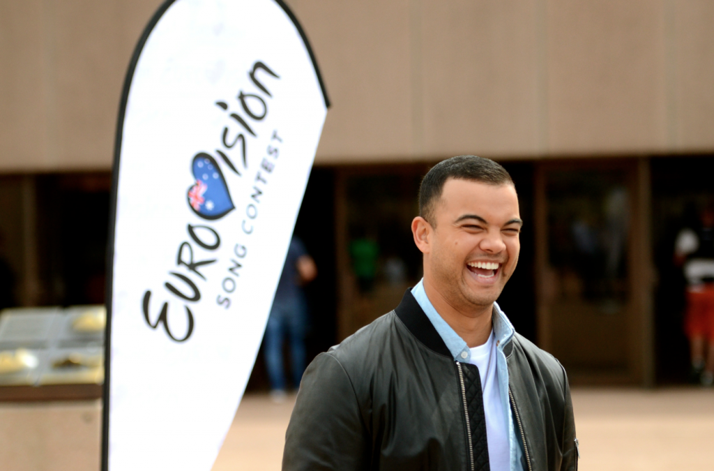 Guy Sebastian will represent Australia in the 2015 Eurovision Song Contest. Pictured here with SBS Eurovision hosts Julia Zemiro, Sam Pang and SBS Managing Director Michael Ebeid. (PHOTO: David Alexander; Star Observer) 