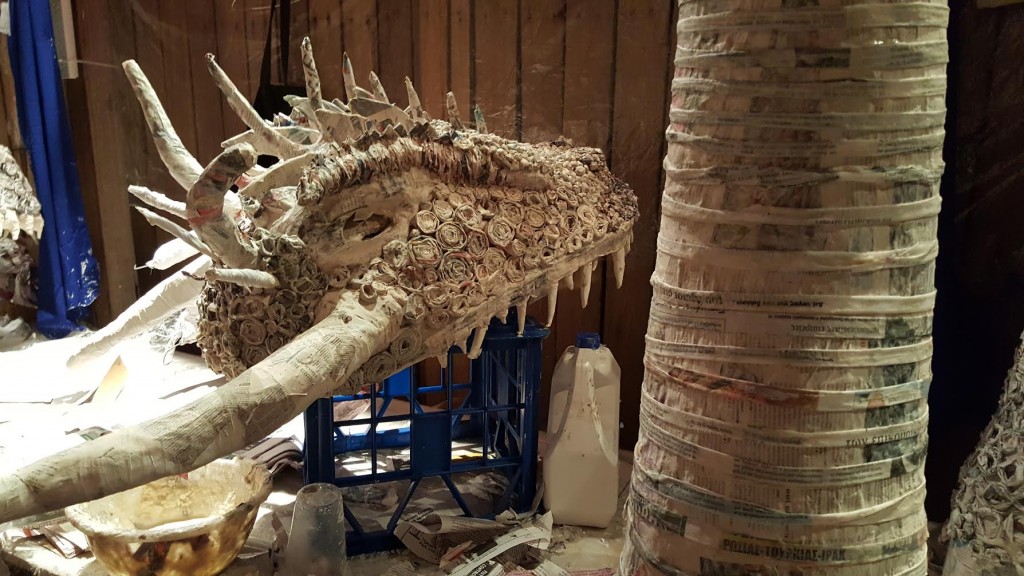 Behind the scenes of one of the dragons that will feature in Gay.me of Thrones float for Mardi Gras 2016. Photo: Supplied