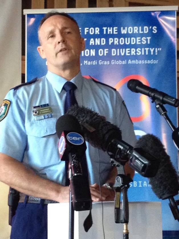 Superintendent Tony Crandell delivers the apology to the 78ers. Photo: NSW Police