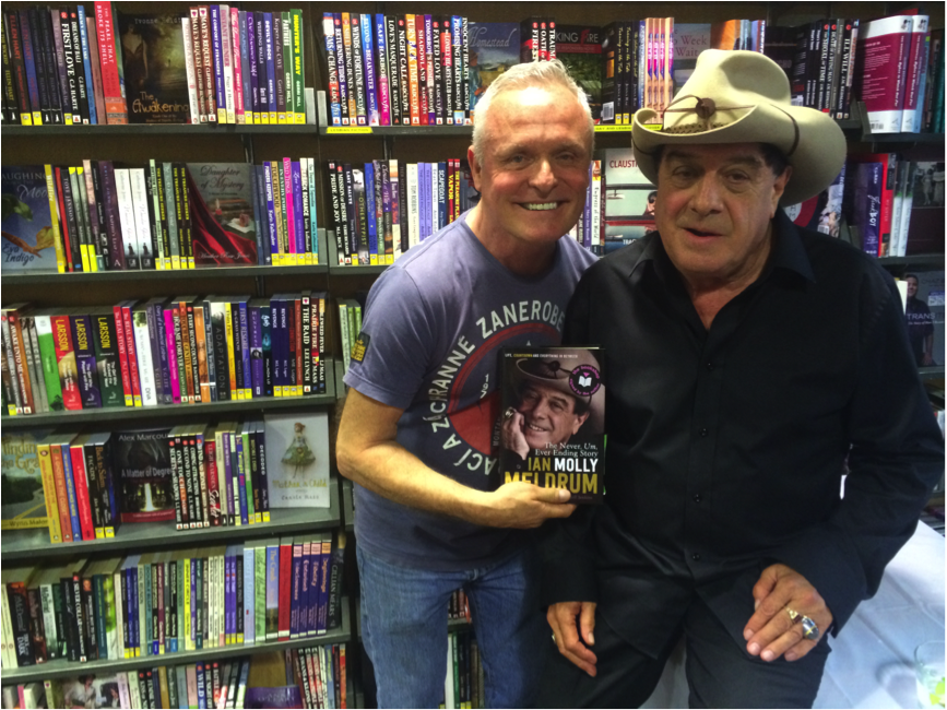 Les McDonald and Molly Meldrum when he visited The Bookshop Darlinghurst. (Photo: Supplied.)