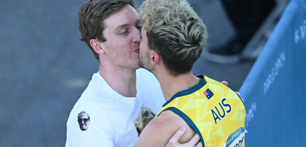 Aussie Athlete Campbell Harrison Defies Trolls With Olympic Gay Kiss