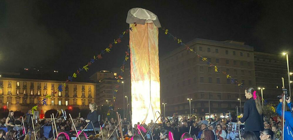 Naples Erects Controversial Giant Rainbow Penis In City Centre